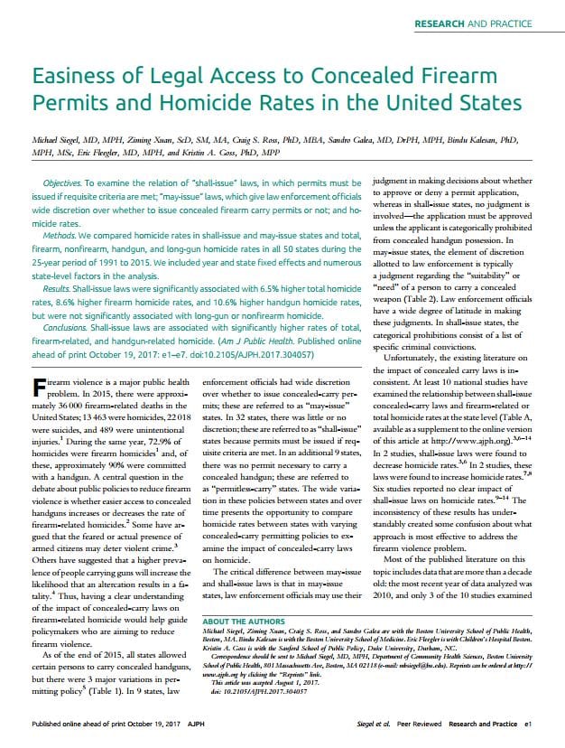 Easiness of Legal Access to Concealed Firearm Permits and Homicide Rates in the United States