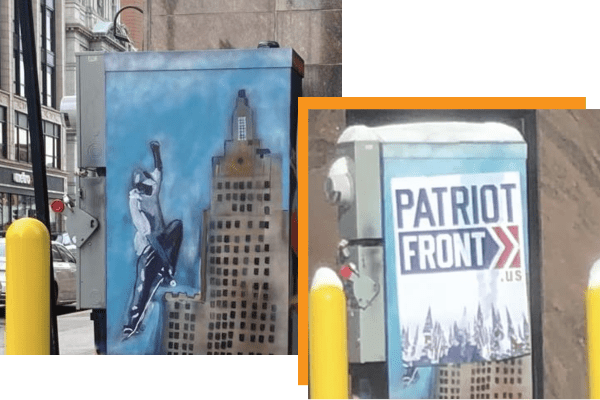 Public art in Providence defaced with white supremacist flyer, Feb 2022